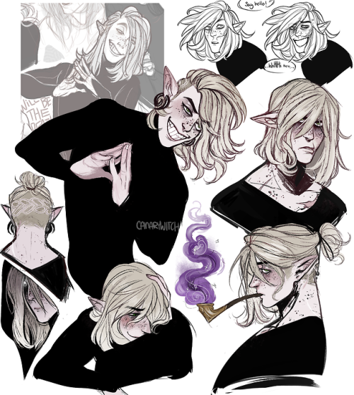 A bunch of doodles of my gremlin faerie prince I doodled for Halloween time