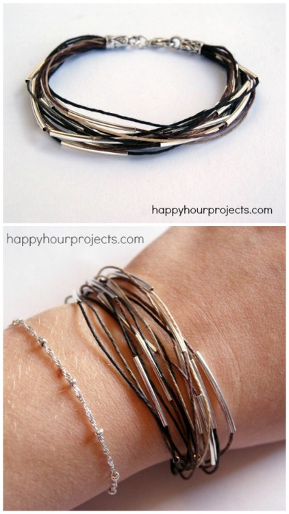 DIY 14 Strand Tube Hemp Bracelet Tutorial from Happy Hour Projects. I like it when really cheap mate