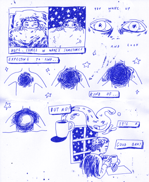 kirstyorourke: a very scrappy comic about just goin with it when u have a good day