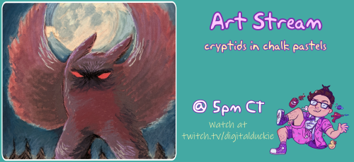 digitalduckie: Today! We’re back to working on this pastel painting of Mothman and potentially