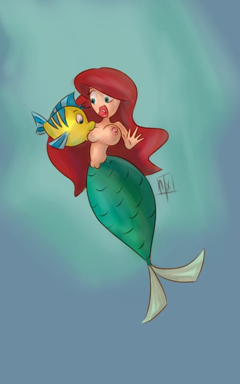 axart:  Uncensored version #axcomix #ariel #flounder 
