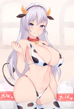 a-titty-ninja:  「牛娘ベルファスト」 by Kuavera | Twitter๑ Permission to reprint was given by the artist ✔.