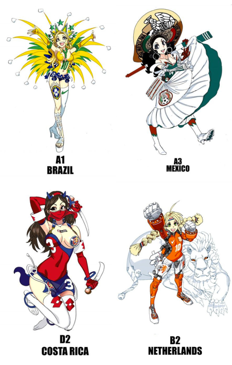 Anime mascots for World Cup! -source-