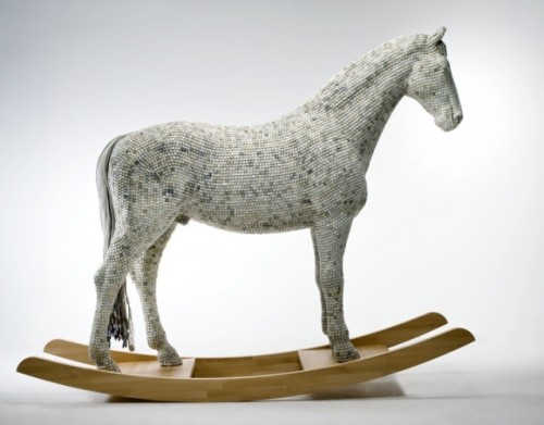 sixpenceee: A horse made of computer keys by Babis Cloud if those keys were used to type intrusive b