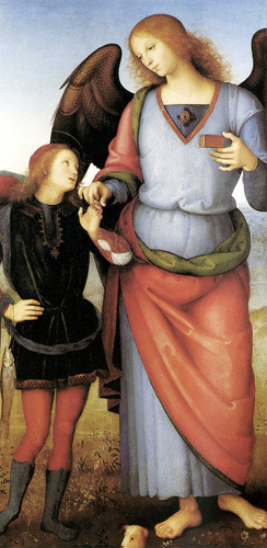 pietro-perugino: Archangel Raphael with Tobias, 1500, Pietro PeruginoMedium: oil,panel