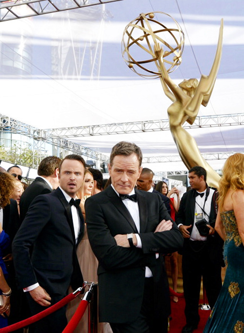 gifthescreen:  Bryan Cranston and Aaron Paul at the 65th Primetime Emmy Awards