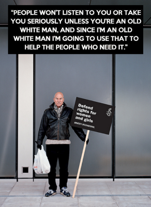 goldstarprivilege:muchymozzarella:afunnyfeminist:ghastderp:i love sir patrick stewart more with each