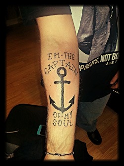 fuckyeahtattoos:  I’m the captain of my soul anchor tattoo. Done on March 7, 2014 by Tom Karate at Altered Images Tattoo in Cumberland, Rhode Island. 