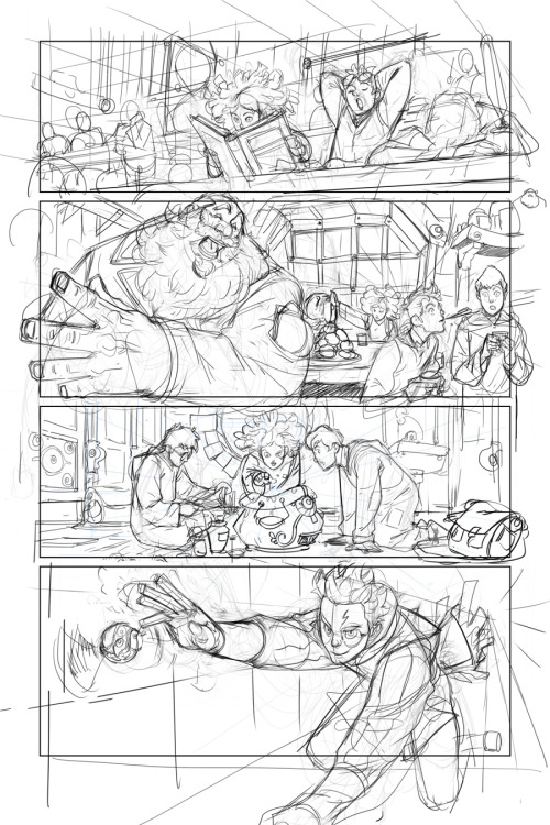 nesskain: Sunday break. Trying to make a comic page with graphic tablet, messy I am.