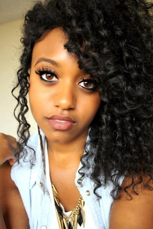 Girl with curly natural black hair