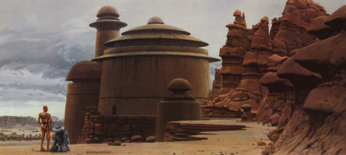 talesfromweirdland:At Jabba’s court and aftermath: Return of the Jedi (1983) art by Ralph McQuarrie.