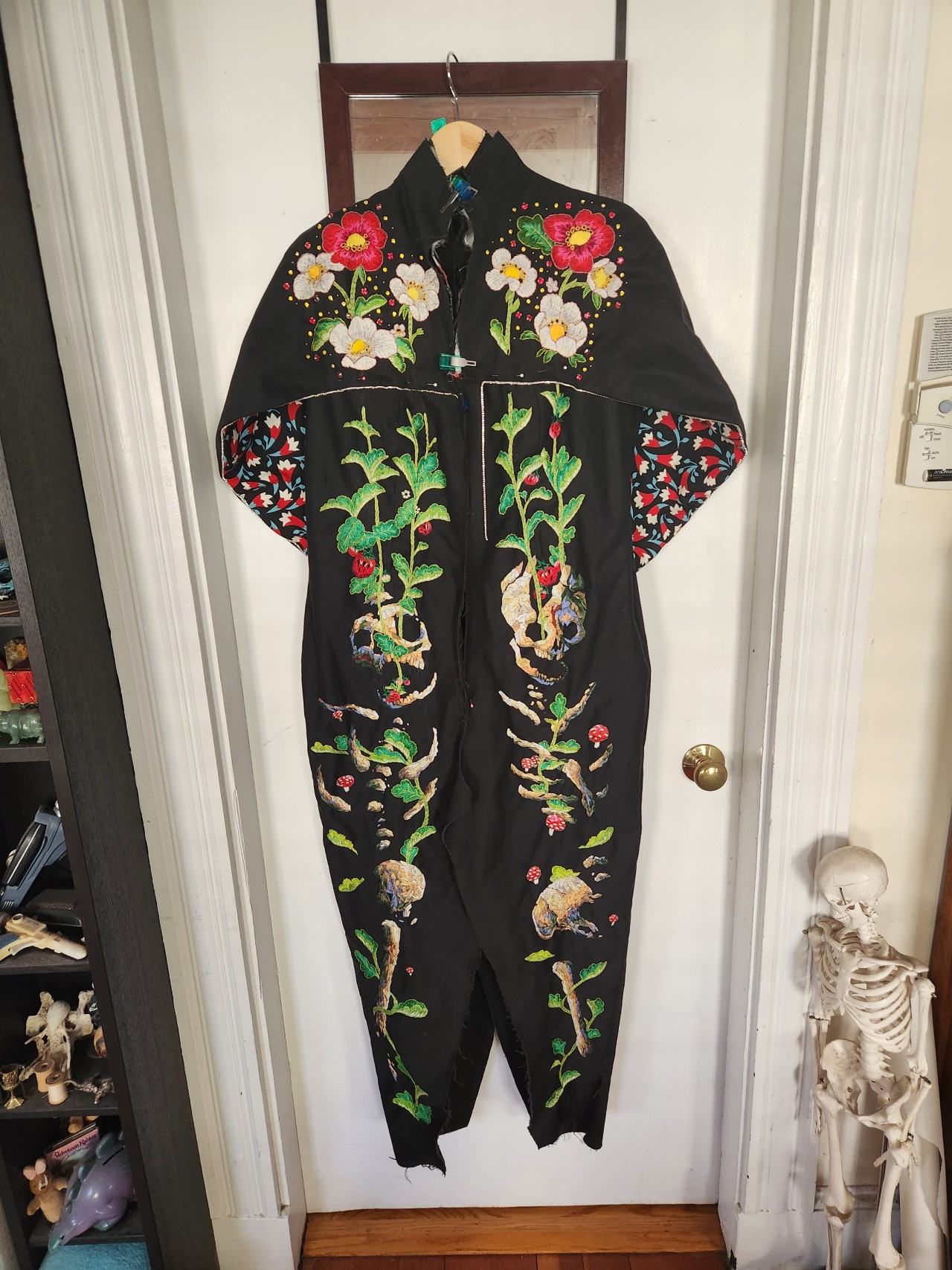 ericafails:ericafails:I’m now at 514 pieces of embellishment (rhinestones, studs, beads) on this baby, not counting the rhinestone trim. Moving on to the front!Update. All I need to do now is connect the cape embroidery to the jumpsuit embroidery.
