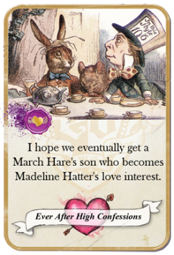 everafterhighconfessions:  I hope we eventually get a March Hare’s son who becomes Madeline Hatter’s love interest. 