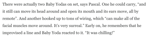 pajamasecrets:pedro talking about baby yoda in the new british GQ interview.someone please interview