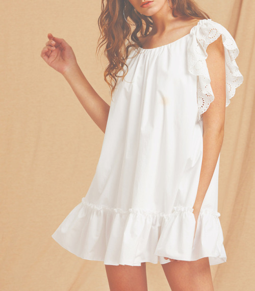 rosiitea: Flutter Sleeve Bow Back Tiered Hem Dress