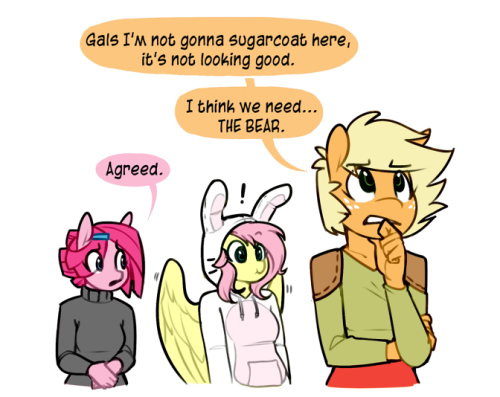 ultimareuniverse:Once upon a time, a young filly named Cottontail wanted to be a bear. It was…less than ideal. The End.AHHHH OMFG too cute~! X3 <3