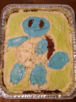 My Attempt At Making My Little Brother A Squirtle Cake For His Birthday! Its Probably