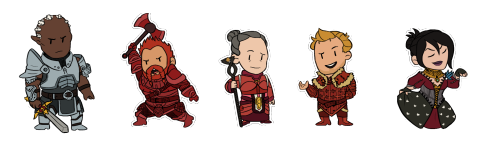 pfaerie:  decided to make some origins (plus king alistair and dai morrigan) chibis to go with the inquisition chibis! 