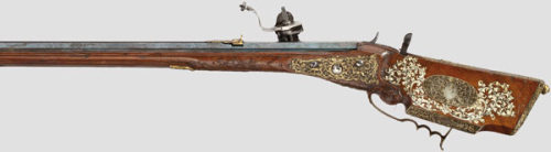 Ornate German wheel-lock rifle crafted by Christoph Keiner, circa 1730.from Hermann Historica