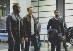 lostinhistory:  boopboopbi:  bpkingofthedead:  First pic of Chadwick Boseman as T’challa!  They look like the unhappy members of a boyband after their forth member has left them for a solo career I just can’t  I mean, you’re not wrong. 