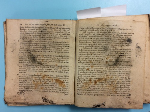 msulconservationlab: This poor book was full of mold, dirt, and accretions. (I urge you to click on