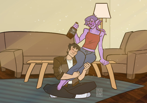 spreadbeans:i got commissioned by @joltron to draw the kogane power couple getting drunk together! t