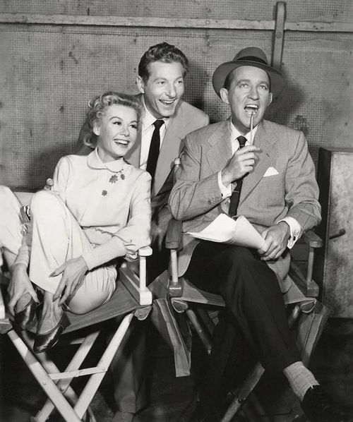 oldhollywood-mylove:  Bing Crosby, Danny Kaye and Vera-Ellen on the set of White Christmas (1954)