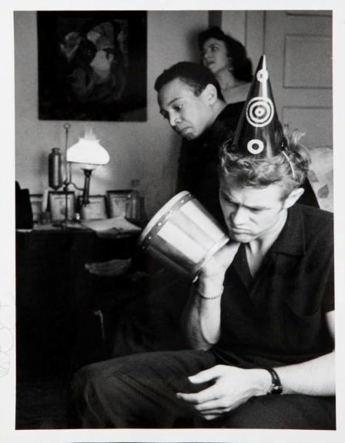 thisobscuredesireforbeauty:  James Dean with Bill Gunn and Barbara Glenn, at a New Year’s Eve party 