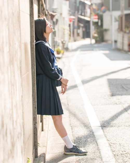 #portrait #photograph #photoshoot #japanese #japaneseview #schooluniform #girl #spring #架空荘 #kakuuso