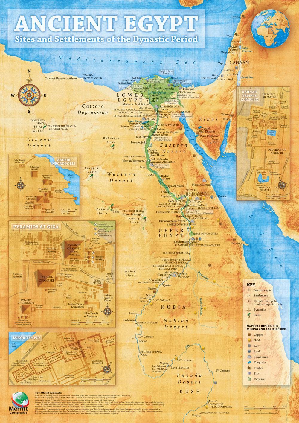 Map Of Ancient Egypt Map Of Ancient Egyptian Sites And Settlements. - Maps On The Web