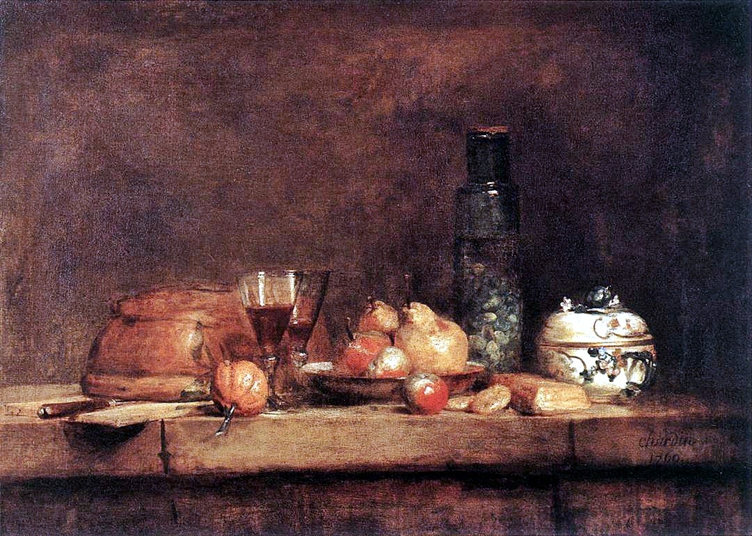 Jean-Baptiste-Siméon Chardin (Paris 1699 - 1779), Still life with jar of olives,