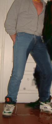 wetjeans6:  Coming home in pissed tight jeans. 