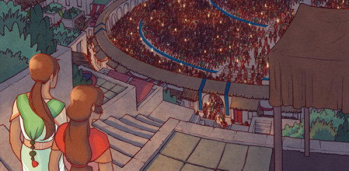 Backgrounds of The Firelight Isle so far! A little journey through the city of Azul. Webcomic - Patr
