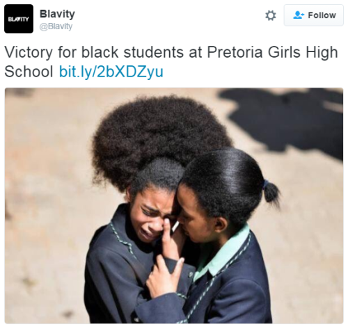 hustleinatrap: Rules over how female students wear their hair at a South African high school have be