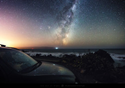 Just&Amp;Ndash;Space:  Stars And The Milky Way Reflecting Into The Bonnet Of A Car