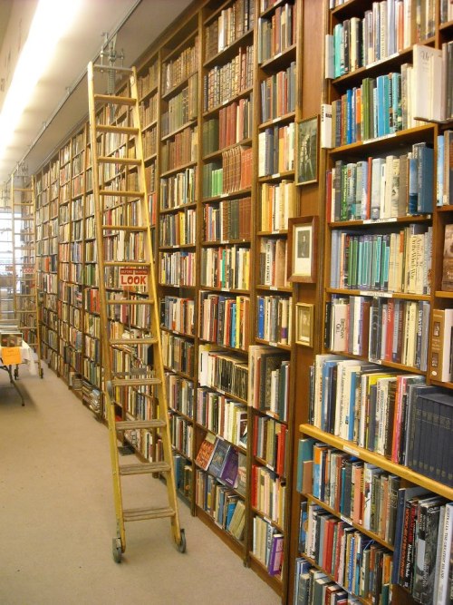 littledallilasbookshelf:Bookshelves with ladder