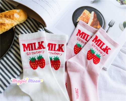 ★Strawberry Milk Socks★Visit: magicmoon.storenvy.com