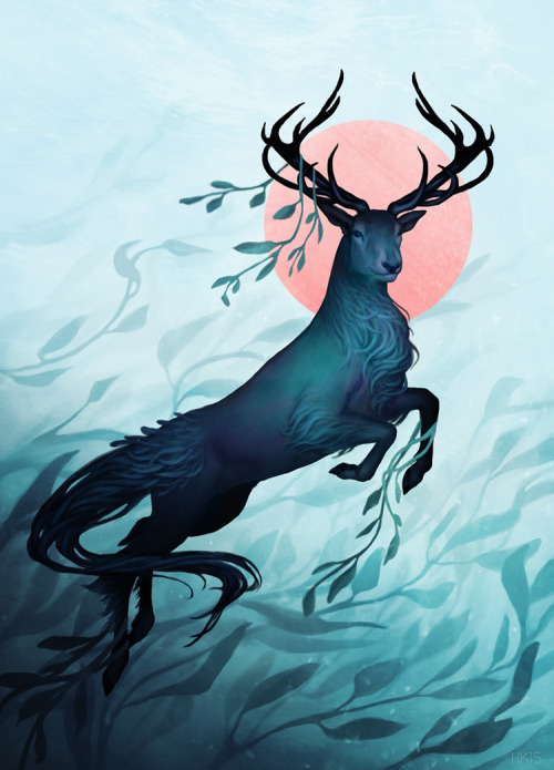 kajoi:It’s a kelpie stag (or a water stag instead of a water horse. I love the myth!)I should paint 
