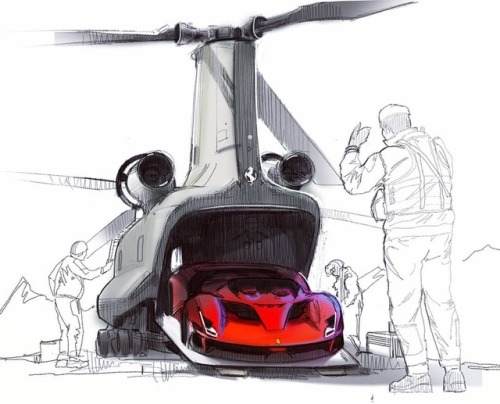 Sketch by 박장순 / Jason Park1962-pr. | Boeing CH-47 Chinook2018 | Ferrari Spider