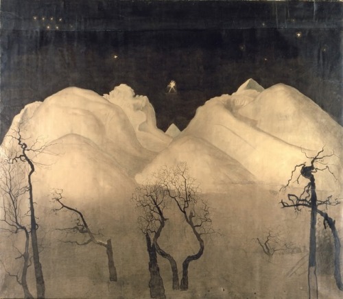 blueblackdream: Harald Sohlberg, Winter Night In the Mountains, 1901