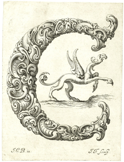 Jan Christian Bierpfaff, Alphabet of organic type from Libellus Novus Elementorum Latinorum, mid 17t