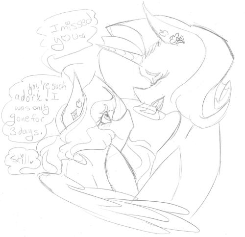 askgirlyrainbowdash:  Since I drew something for the appledash side of the relationship here’s something for the raridash side<3 Rainbow is really clingy with her girlfriends and misses them easily when they’re gone on business trips so when they