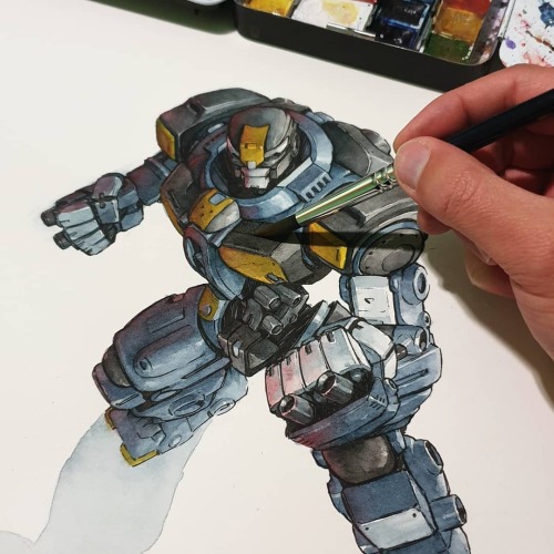 Painting Argus, from Astrobots too-#astrobots #watercolor #robot #illustration #mecha #toy #toyforge
