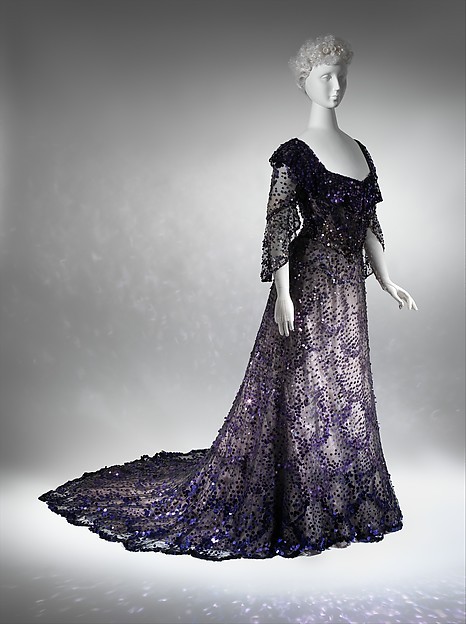 Spangled Half Mourning Evening Gown, 1902Worn by Queen Alexandra the year following Queen Victoria’s