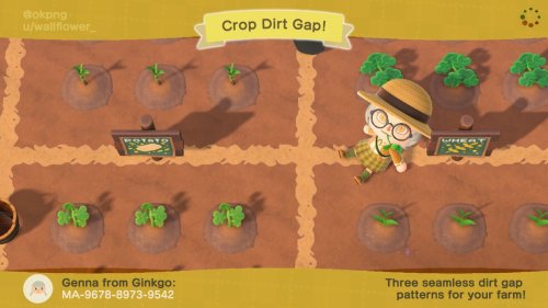 crop signs and slim dirt gap paths 