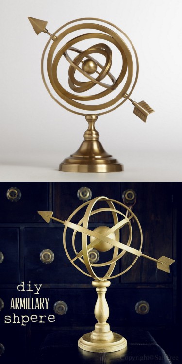 DIY Armillary Sphere Tutorial from Salt Tree here. This DIY is easier and cheaper to make than it lo