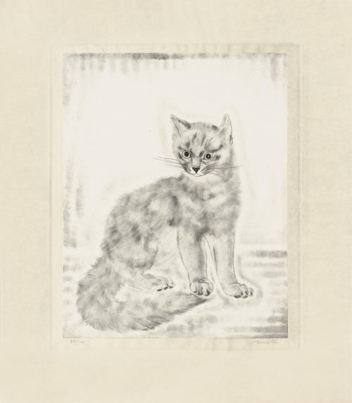 Tsuguharu Foujita, Les Chats, 1930. Aquatint. Published by Apollo, Éditions Artistiques, Paris. Via 