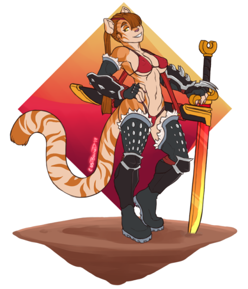 castarts: Stream done, and here’s the bikini babe! She’s a golden tiger merc with a cocky attitude. She still needs a name though. Hmm… For now, enjoy! 