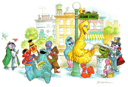 gameraboy: Sesame Street illustration by Joseph Mathieu, 1979