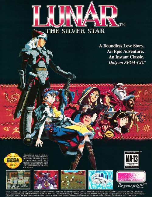 videogameads:LUNAR: THE SiLVER STARWorking DesignsSega CD1993Ask me anything!